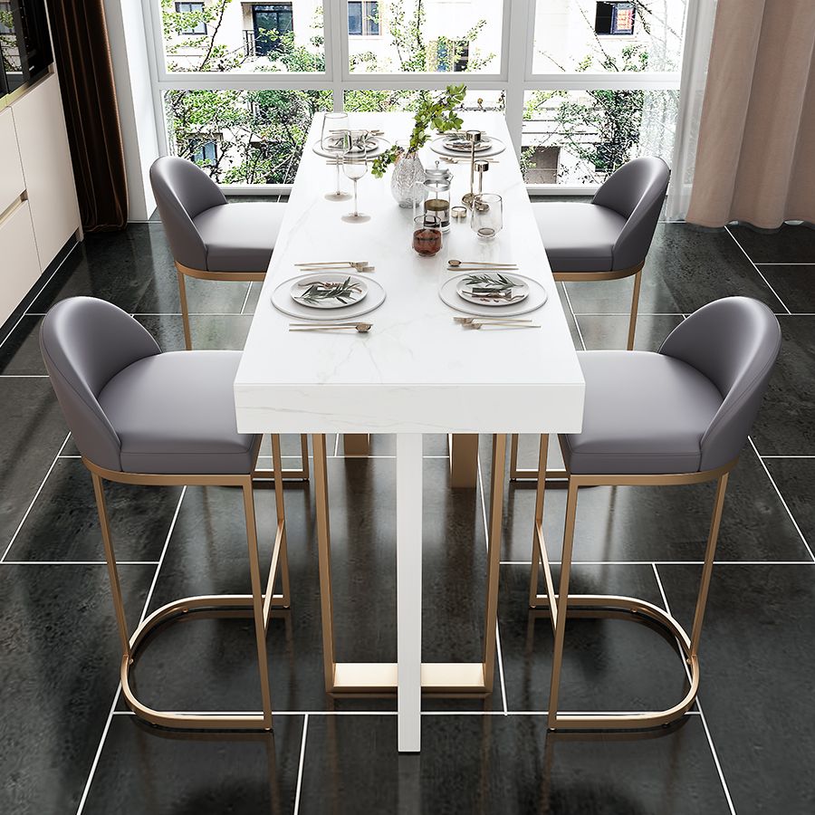 Modern Bar Table 42-inch Height White Artificial Marble Top and Metal Base Bistro Table Clearhalo 'Bar Furniture' 'Bar Tables' 'bar_tables' 'furn' 'furn_bar_tables' 'Furniture' 'furniture_bar_tables' 'Kitchen & Dining Furniture' 1200x1200_72753235-9b66-4ac1-8684-cd04e42b4995