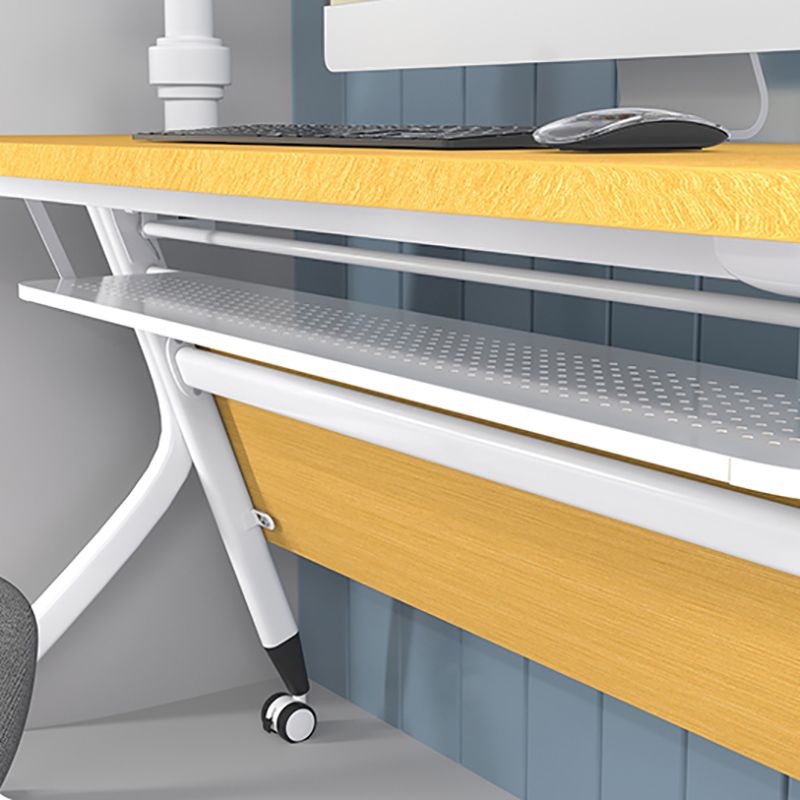 Modern Folding Writing Desk Manufactured Wood Top Desk with Caster Wheels Clearhalo 'furn' 'furn_office_desk' 'Furniture' 'Office Desks' 'Office Furniture' 'office_desk' 1200x1200_72762e9f-4d0e-480b-9c0f-2ffd160322f7