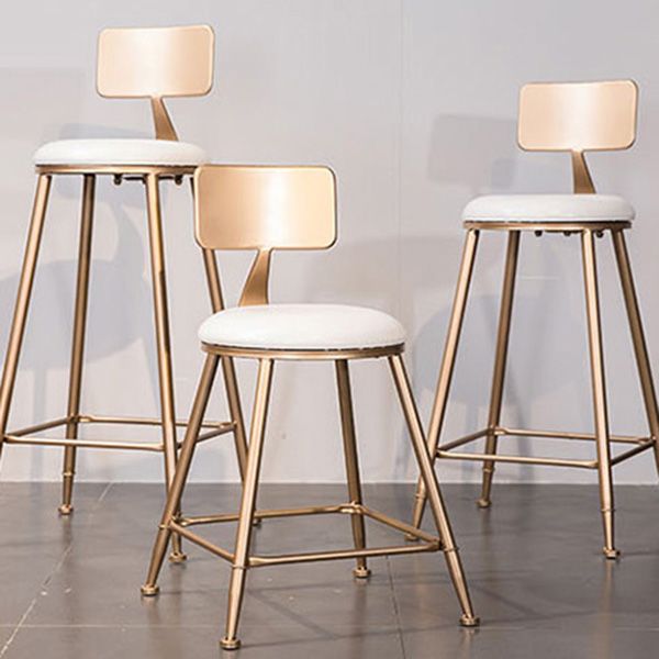 Scandinavian Coffee Shop Counter Stools Footrest Metal Backrest Gold Frame Bar Stool Clearhalo 'Bar Furniture' 'Bar Stools' 'bar_stools' 'furn' 'furn_bar_stools' 'Furniture' 'furniture_bar_stools' 'Kitchen & Dining Furniture' 1200x1200_72785df3-c807-422c-b516-a5594e40d67d