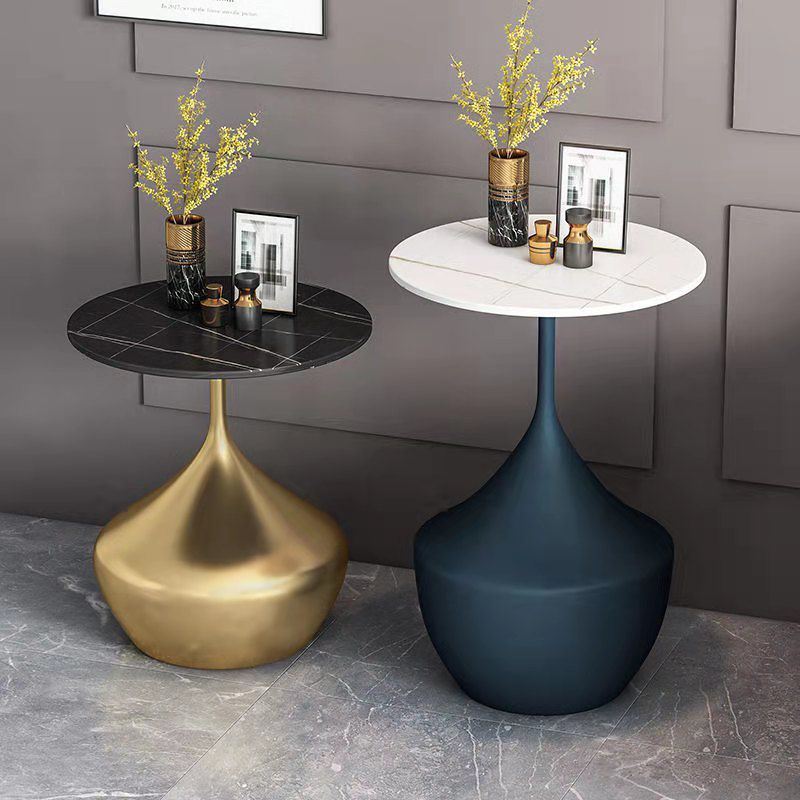 Modern Single Pedestal Base Solid Color Metal Round End Table Clearhalo 'Coffee & Accent Tables' 'End & Side Tables' 'end_side_tables' 'furn' 'furn_end_side_tables' 'Furniture' 'Living Room Furniture' 1200x1200_7279d798-7df8-4170-8da3-8416656be630