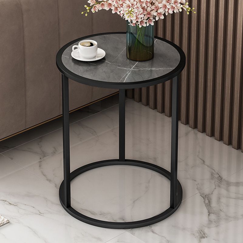 Contemporary Stone Top Side End Table Round Metal Frame Sofa Side Table Clearhalo 'Coffee & Accent Tables' 'End & Side Tables' 'end_side_tables' 'furn' 'furn_end_side_tables' 'Furniture' 'Living Room Furniture' 1200x1200_727a6b35-bbce-4b35-9189-c72ac8302417