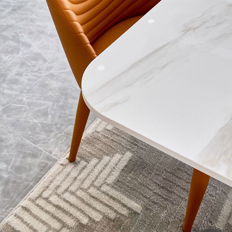 Contemporary Dining Set Metal Frame Rectangle White Slate Dining Table Set for Home Clearhalo 'Dining Room Sets' 'Dining Tables & Seating' 'dining_room_set' 'furn' 'furn_dining_room_set' 'Furniture' 'furniture_dining_room_set' 'Kitchen & Dining Furniture' 'kitchen&dining_furn' 'kitchen' 1200x1200_727bb004-e866-48e3-8fdc-d4d512915181