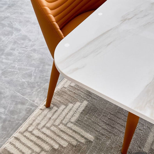 Contemporary Dining Set Metal Frame Rectangle White Slate Dining Table Set for Home Clearhalo 'Dining Room Sets' 'Dining Tables & Seating' 'dining_room_set' 'furn' 'furn_dining_room_set' 'Furniture' 'furniture_dining_room_set' 'Kitchen & Dining Furniture' 'kitchen&dining_furn' 'kitchen' 1200x1200_727bb004-e866-48e3-8fdc-d4d512915181