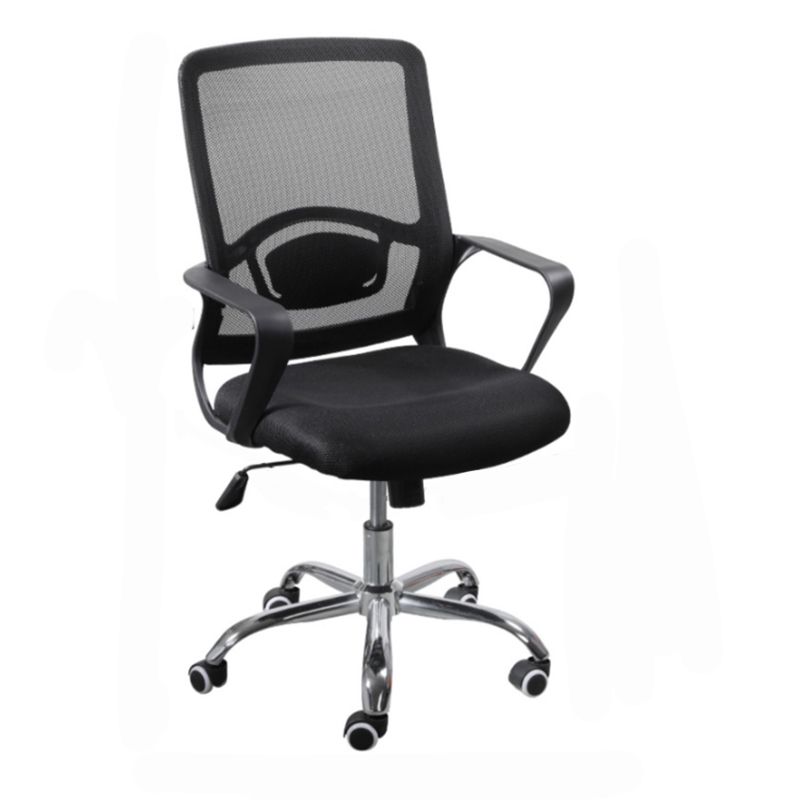 Moderne Slide Black Bureau Stoel Verstelbare stoel Hoogte Vaste armen met wielen