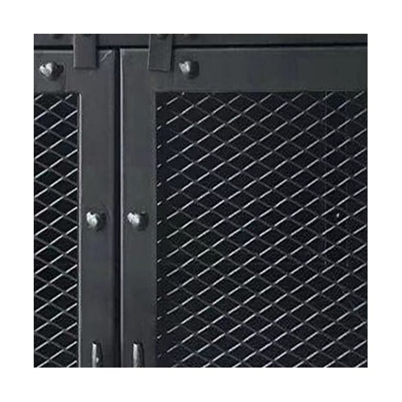 工業スタイル39.4 "背の高いチェスト2-黒のドア鉄のアクセントキャビネット