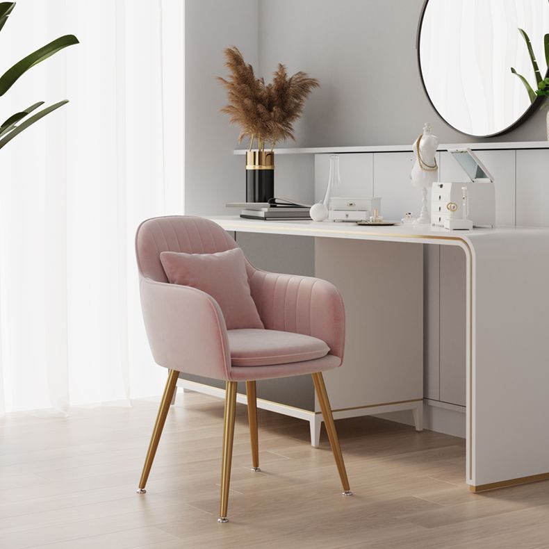 Scandinavian Style Metal Dining Chair Bedroom Upholstered Chair with Arm Clearhalo ' kitchen&dining_furn' 'Dining Chairs' 'Dining Tables & Seating' 'dining_chair' 'furn' 'furn_dining_chair' 'Furniture' 'furniture_dining_chair' 'Kitchen & Dining Furniture' 'kitchen' 1200x1200_727ff55c-17b2-4c76-96cc-5639355c3a2c