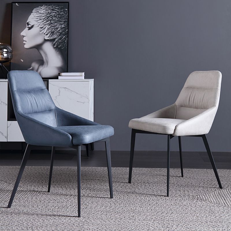 Minimalistische ontwerparm vaste achterkant stoelen gestoffeerde zijstoel