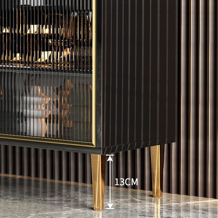 Legno ingegnerizzato glam 33.4 "H Server buffet per sala da pranzo a buffet in bianco e nero