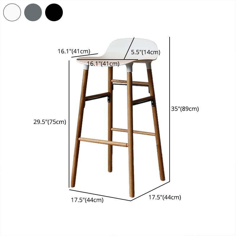 Modern Armless Backrest Counter Stool Wood Household Bar Stool with Plastic Seat Clearhalo 'Bar Furniture' 'Bar Stools' 'bar_stools' 'furn' 'furn_bar_stools' 'furniture_bar_stools' 'Kitchen & Dining Furniture' 'kitchen&dining_furn' 'kitchen' 'kitchen_furn' Furniture' 1200x1200_7283cb35-66ab-4a8c-a815-63bbfd199e2f
