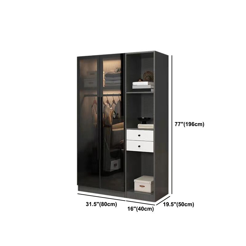 Moderne garderobe armoire hout en glazen kledingkastkast voor thuis