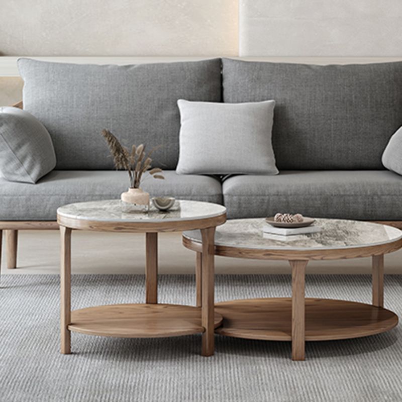 Mesa de centro moderna redonda de 3 patas, sin juego de mesa de centro angustiante con estante