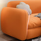 Orange Sleeper Sofa with Tight Back and Square Arms in Faux Leather