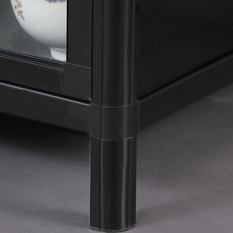 Mesa del aparador metálico espejo de Buffet negro moderno para sala de estar