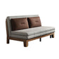 Faux Leather Armless Sofa Bed Sewn Pillow Back Sofa Bed in Grey