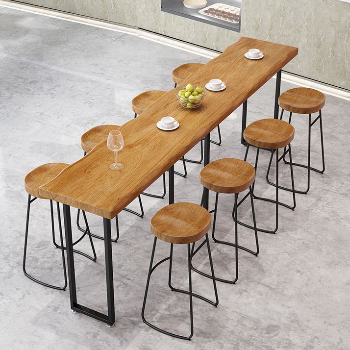 Modern Brown Wood Pub Table Rectangle Table Top Black Sled Table 42'' H Clearhalo 'Bar Furniture' 'Bar Tables' 'bar_tables' 'furn' 'furn_bar_tables' 'Furniture' 'furniture_bar_tables' 'Kitchen & Dining Furniture' 1200x1200_728923e3-7f5b-430a-9efd-0d3362b595c6