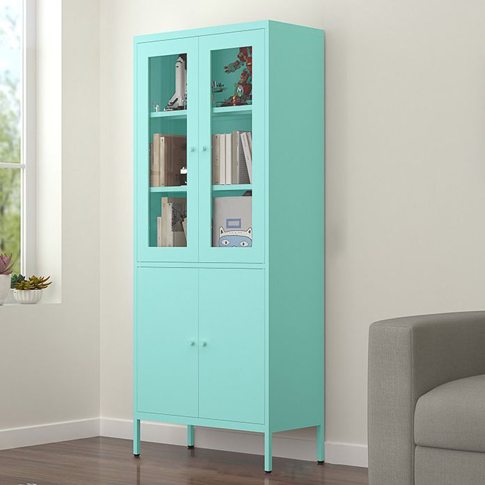 Contemporary Style Metal Bookcase Closed Back Bookshelf with Door for Home Clearhalo 'Bookcases' 'Furniture' 'furniture_bookcases' 'Office Furniture' 1200x1200_72895e4b-1b80-4b38-9e71-f92e98ef18c4