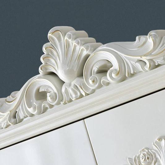 French Country Wardrobe White Colour Solid Wood Wardrobe Closet with Drawers