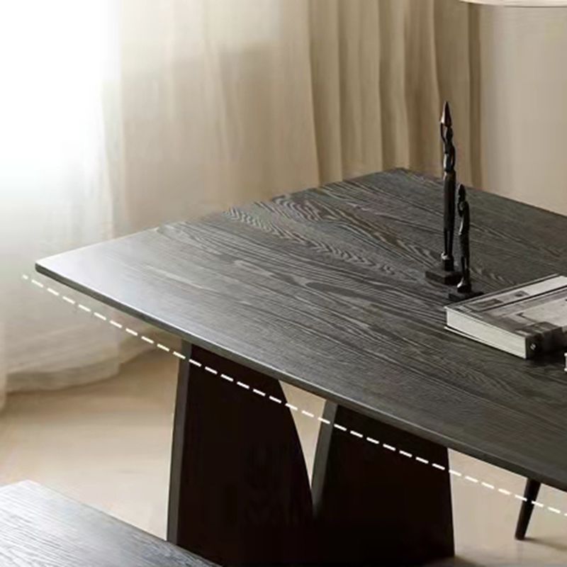 Mesa de comedor de madera maciza de pino mesa de doble pedestal moderna en negro