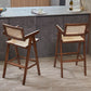 Contemporary 43.3-inch Armed Bar Stools with Solid Wood Base