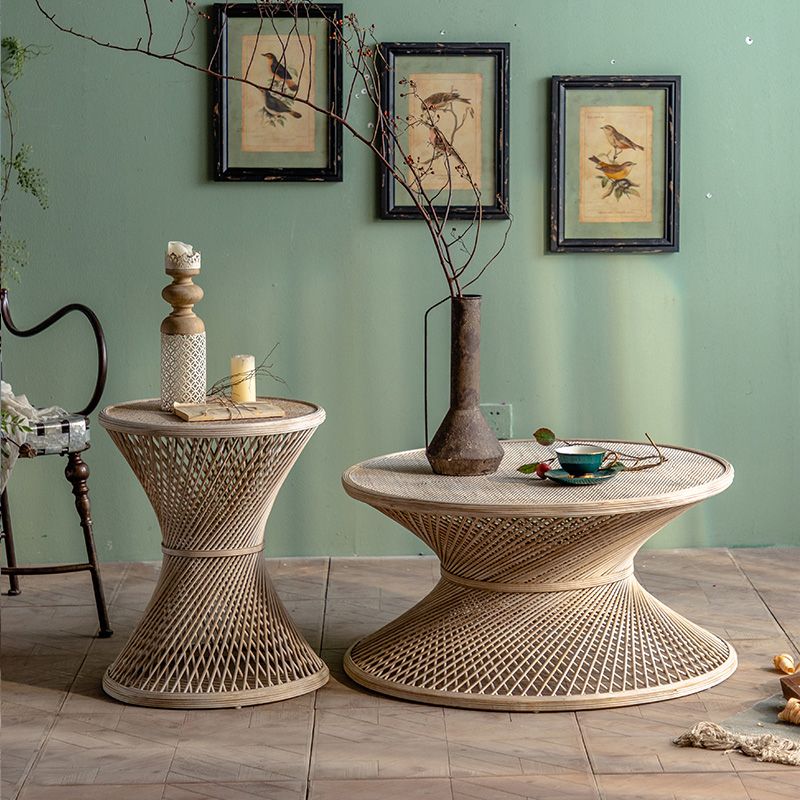 Round Rattan Top Side Table 16.53" /22.05" Tall Wood Pedestal End Table Clearhalo 'Coffee & Accent Tables' 'End & Side Tables' 'end_side_tables' 'furn' 'furn_end_side_tables' 'Furniture' 'Living Room Furniture' 1200x1200_728d7f38-df9f-46a8-b6c5-0761dd803109