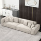 Modern White Cushions Square Arm Living Room Genuine Leather Seating