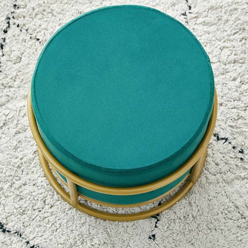 Luxury Ottoman Velvet Upholstered Solid Color Round Ottoman with Metal Legs Clearhalo 'furn' 'furn_ottomans_poufs' 'Furniture' 'Living Room Furniture' 'Ottomans & Poufs' 'ottomans_poufs' 1200x1200_728e3613-a767-4306-acb7-16ab6e6bd5c4