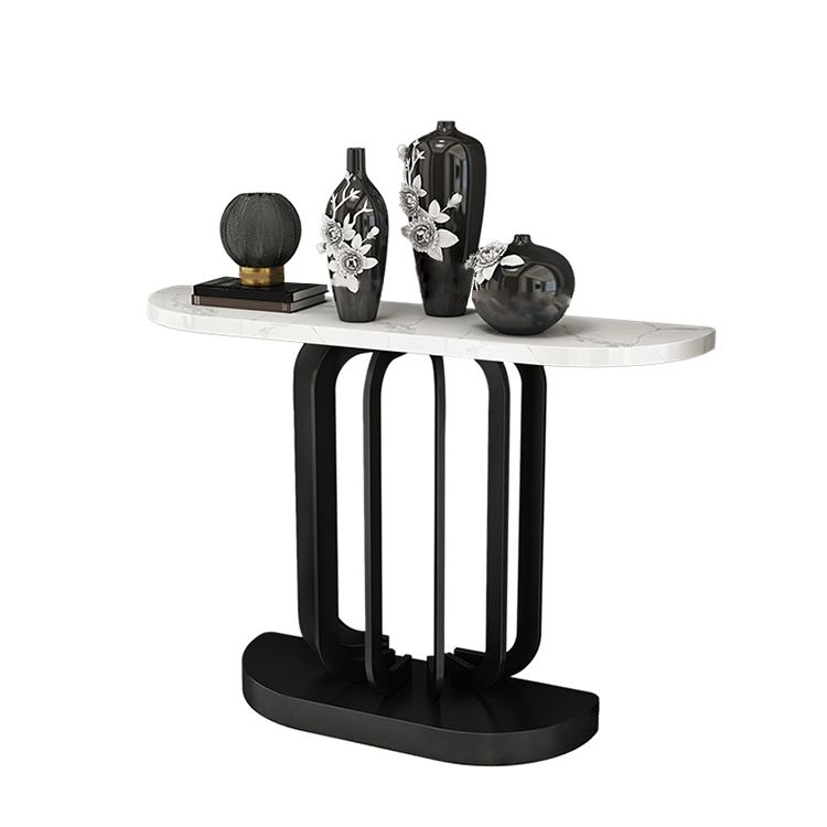 Glam Marble Console Accent Table Half Moon Console Sofa Table for Hall Clearhalo 'Console Tables' 'console_tables' 'Entry & Mudroom Furniture' 'furn' 'furn_console_tables' 'Furniture' 1200x1200_728ec468-38e7-4456-aace-dc73fdddd28a