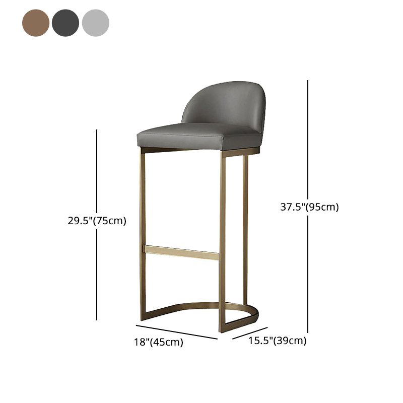 Glam Mental Leather Bar Stools Indoor Barstool with Iron Legs and Low Back Clearhalo 'Bar Furniture' 'Bar Stools' 'bar_stools' 'furn' 'furn_bar_stools' 'furniture_bar_stools' 'Kitchen & Dining Furniture' 'kitchen&dining_furn' 'kitchen' 'kitchen_furn' Furniture' 1200x1200_72945e07-7b8c-4f1a-943a-f43966d4d812
