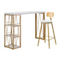 Glam Iron Bar Dining Table White Wood Rectangle Indoor Bistro Table with Shelf Clearhalo 'Bar Furniture' 'Bar Tables' 'bar_tables' 'furn' 'furn_bar_tables' 'Furniture' 'furniture_bar_tables' 'Kitchen & Dining Furniture' 1200x1200_7294fd9f-8f29-4079-bc06-39c9e18e060c