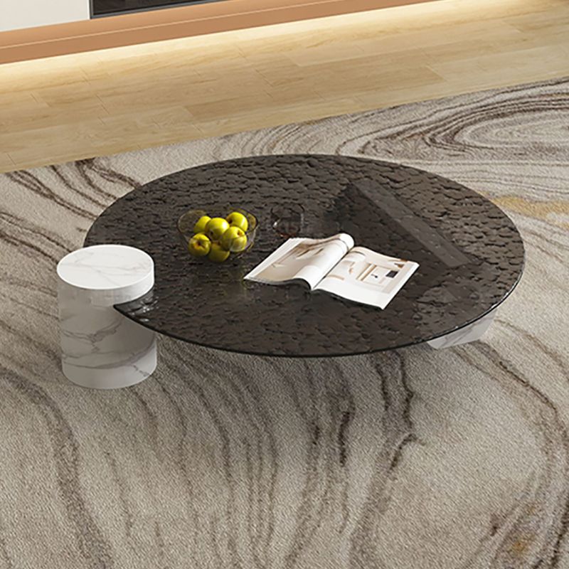9"H Single Round Black Marble Coffee Cocktail Table with Glass Top Clearhalo 'Coffee & Accent Tables' 'Coffee Tables' 'coffee_tables' 'furn' 'furn_coffee_tables' 'Furniture' 'Living Room Furniture' 1200x1200_72974f88-5e74-4a05-9d4b-4f21e0e663a9