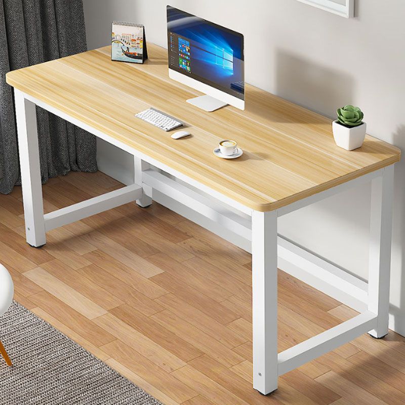 Rectangular Shaped Office Writing Table Wood in Natural with Metal Legs Clearhalo 'furn' 'furn_office_desk' 'Furniture' 'Office Desks' 'Office Furniture' 'office_desk' 1200x1200_7297d790-23b7-4534-9366-775ed9a7cc06