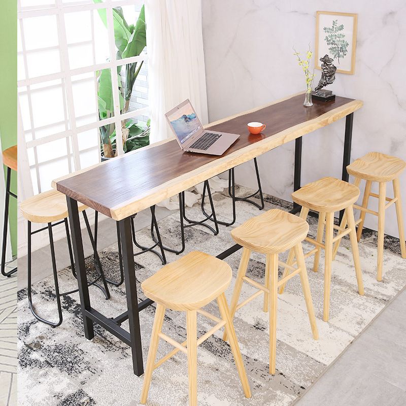 Brown Modern Style Bar Table Solid Wood and Iron Indoor Bar Table Clearhalo 'Bar Furniture' 'Bar Tables' 'bar_tables' 'furn' 'furn_bar_tables' 'Furniture' 'furniture_bar_tables' 'Kitchen & Dining Furniture' 1200x1200_72987065-76fa-40d7-8444-77e3b842432e