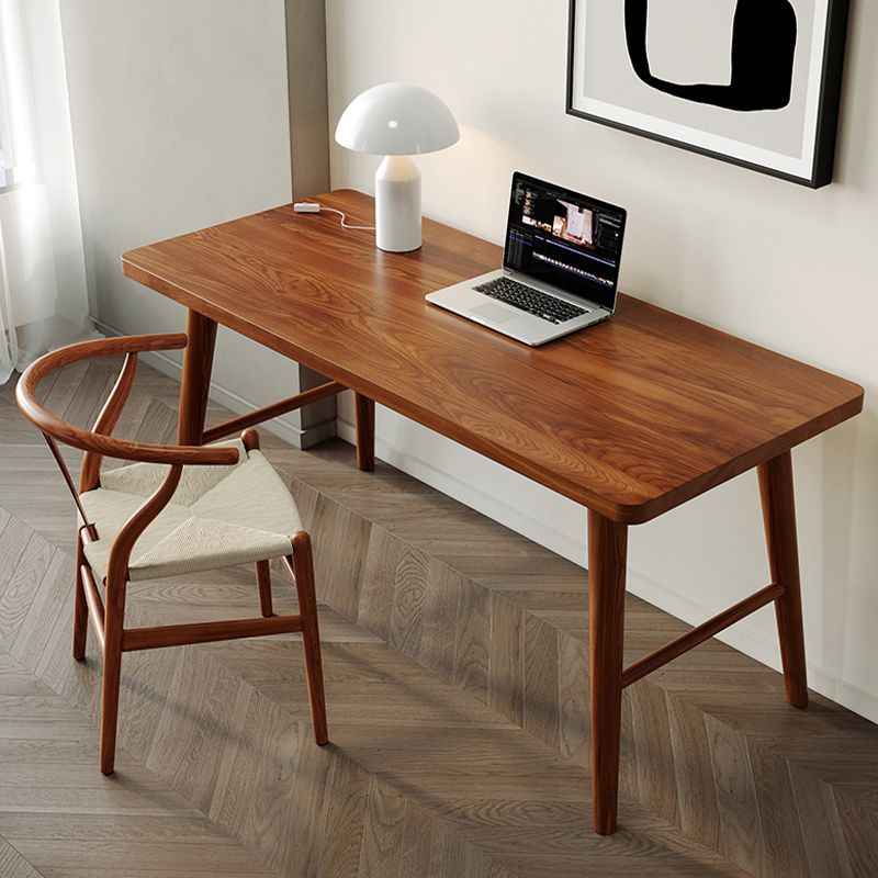 Modern Writing Desk Solid Wood Rectangle Office Desk with H-Base Clearhalo 'furn' 'furn_office_desk' 'Furniture' 'Office Desks' 'Office Furniture' 'office_desk' 1200x1200_729b6e0f-5035-4f7b-9068-ad31a18ff956