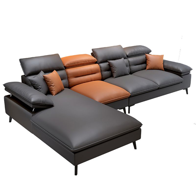 Faux Leather Contemporary L-Shape Sectional for Living Room and Apartment Clearhalo 'furn' 'furn_sectionals' 'Furniture' 'furniture_sectionals' 'kitchen' 'kitchen_sectionals' 'Living Room Furniture' 'Sectionals' 1200x1200_729be011-09a1-4824-a78f-249f59a95855