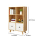 Natural Modern Bookshelf Wood Closed Back Bookcase with Drawer Storage