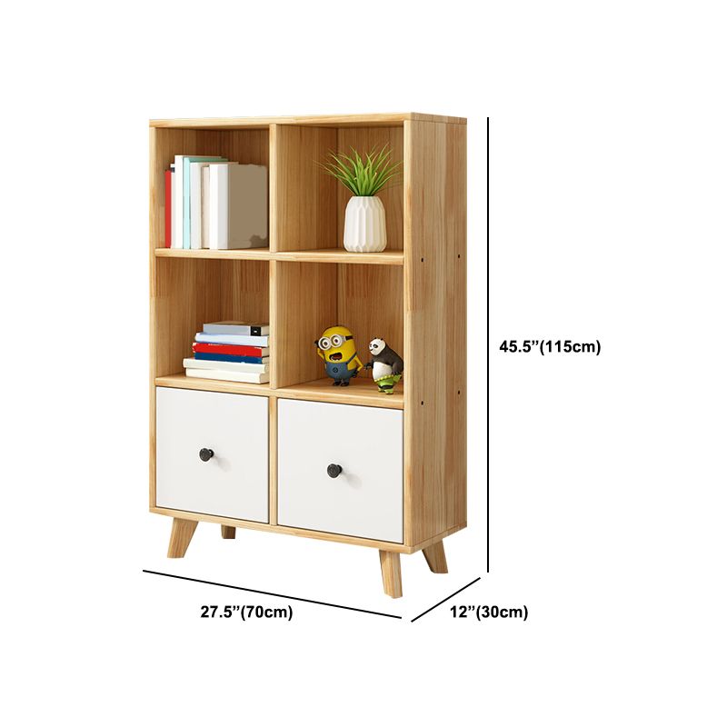 Natural Modern Bookshelf Wood Closed Back Bookcase with Drawer Storage