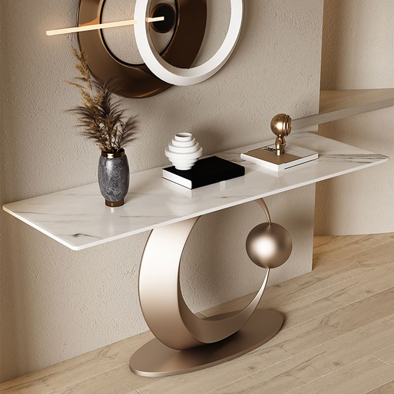 Glam Rectangle Accent Table Stone Console Sofa Table for Hall Clearhalo 'Console Tables' 'console_tables' 'Entry & Mudroom Furniture' 'furn' 'furn_console_tables' 'Furniture' 1200x1200_729f33ea-8fa4-45c4-ba19-76a636348b6e