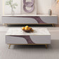 4 Legs Coffee Cocktail Table with Storage Drawers White Marble