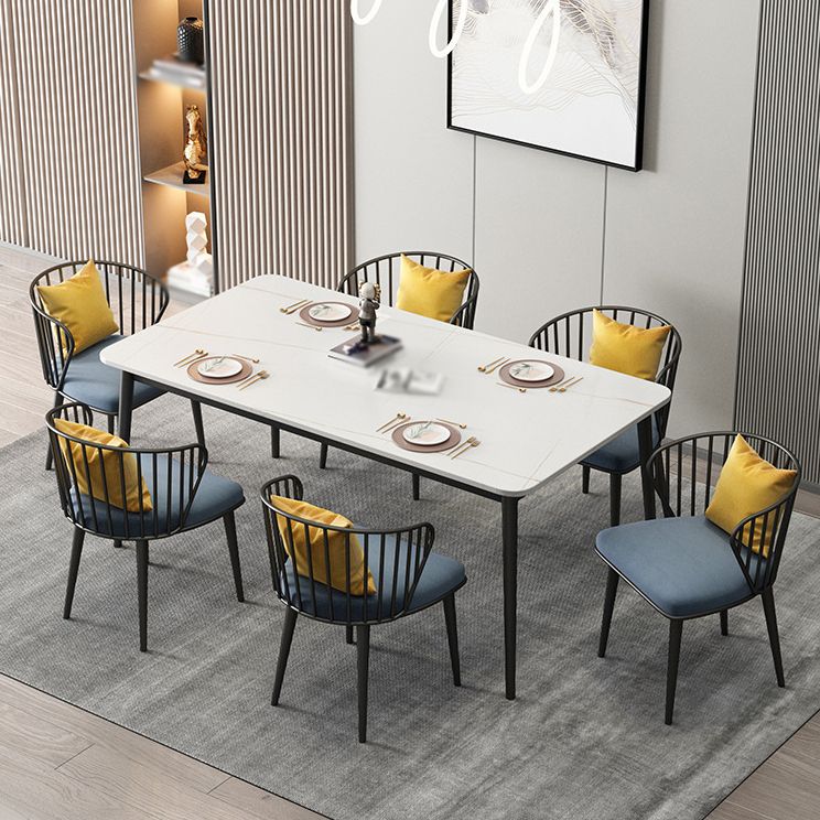 1/5/7 Pcs Metal Glam Dining Table Set with Rectangle Table Dinette Set Clearhalo 'Dining Room Sets' 'Dining Tables & Seating' 'dining_room_set' 'furn' 'furn_dining_room_set' 'Furniture' 'furniture_dining_room_set' 'Kitchen & Dining Furniture' 'kitchen&dining_furn' 'kitchen' 1200x1200_729f9ab5-58bf-4ca0-9398-5281b5bea67c