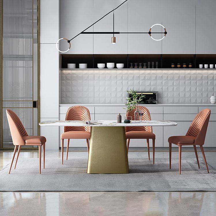 Glam 1/4/5/7 Pieces Dining Set Sintered Stone Dining Table Set with PU Leather Chairs Clearhalo 'Dining Room Sets' 'Dining Tables & Seating' 'dining_room_set' 'furn' 'furn_dining_room_set' 'Furniture' 'furniture_dining_room_set' 'Kitchen & Dining Furniture' 'kitchen&dining_furn' 'kitchen' 1200x1200_729fc797-4bdc-447b-9222-5005d5cdfae9