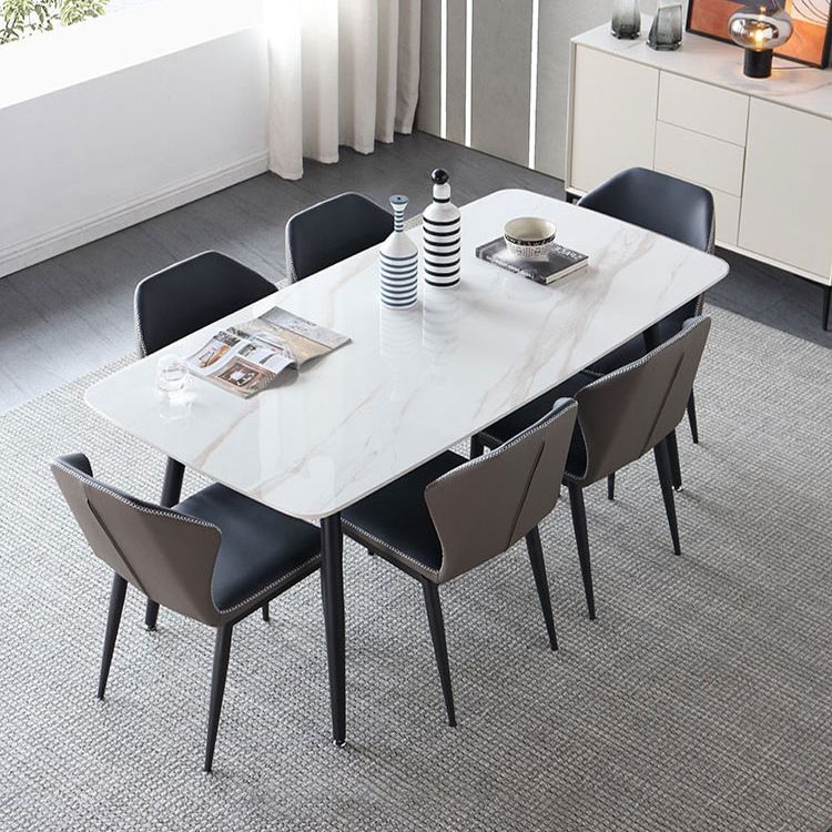Sintered Stone Modern Style Dining Table Rectangle Table with 4 Legs for Home Clearhalo ' dining_table' 'Dining Tables & Seating' 'Dining Tables' 'Furniture' 'furniture_dining_table' 'Kitchen & Dining Furniture' 'kitchen&dining_furn' 'kitchen' 'kitchen_dining_table' 1200x1200_72a0e78a-78b0-4ca3-9f8d-3542869189b7