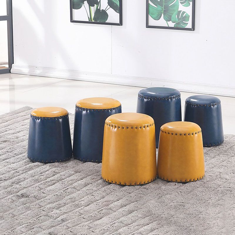 Leather Yellow Pouf Modern Stain Resistant Round Indoor Pouf Clearhalo 'furn' 'furn_ottomans_poufs' 'Furniture' 'Living Room Furniture' 'Ottomans & Poufs' 'ottomans_poufs' 1200x1200_72a216aa-437c-496c-9d3e-f8ba6ee8841c