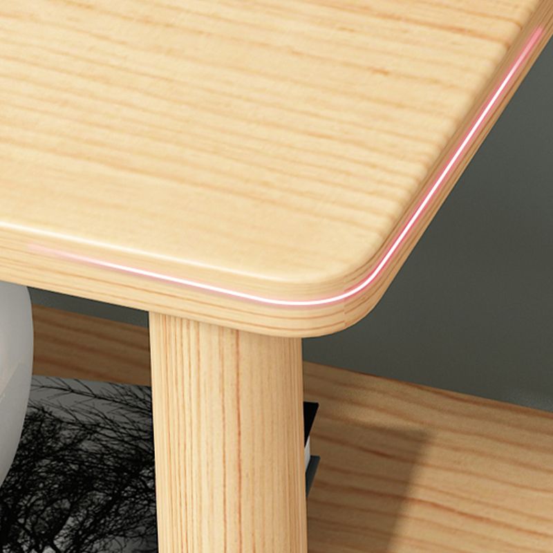 Modern Wood End Slide Table Double Tier Corner Table with Storage