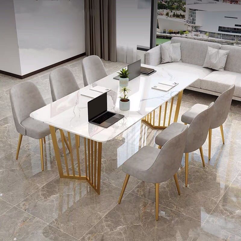 Rectangular Shaped Conference Table 2 Legs Writing Desk in White Clearhalo 'furn' 'furn_office_desk' 'Furniture' 'Office Desks' 'Office Furniture' 'office_desk' 1200x1200_72a66d49-3200-4cc4-9d85-551b31b470b9