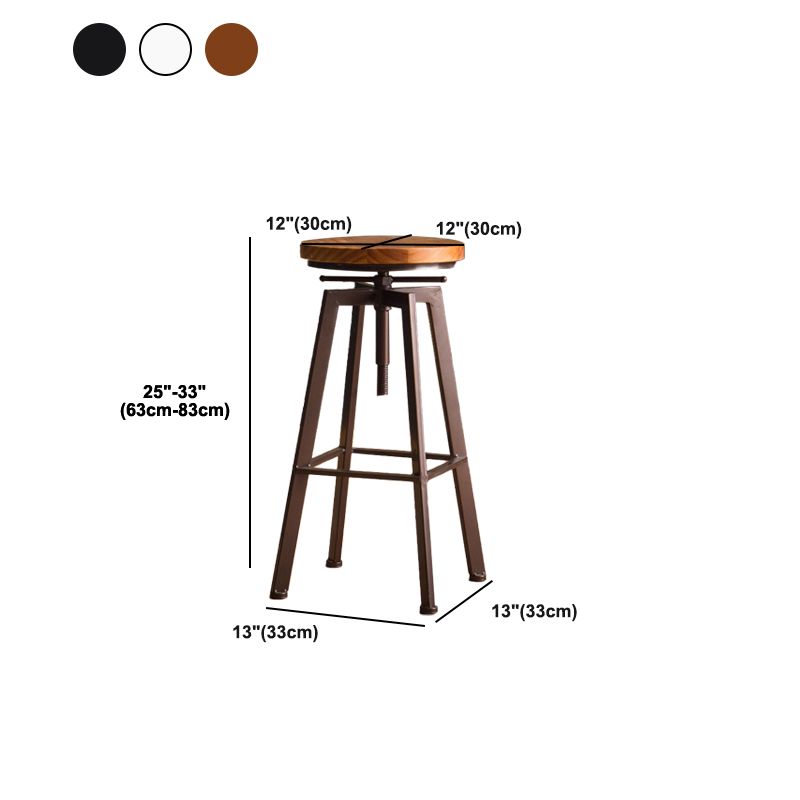 Modern Armless Counter Stool Iron Bar Stool with Wooden Seat and Pedal Clearhalo 'Bar Furniture' 'Bar Stools' 'bar_stools' 'furn' 'furn_bar_stools' 'Furniture' 'Kitchen & Dining Furniture' 1200x1200_72a69539-6918-4fa4-8a5e-6ead131f11e4