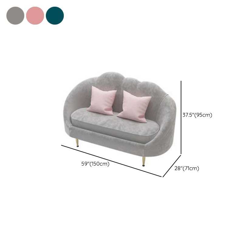 Sofá de terciopelo contemporáneo con brazo inclinado y espalda apretada para apartamento