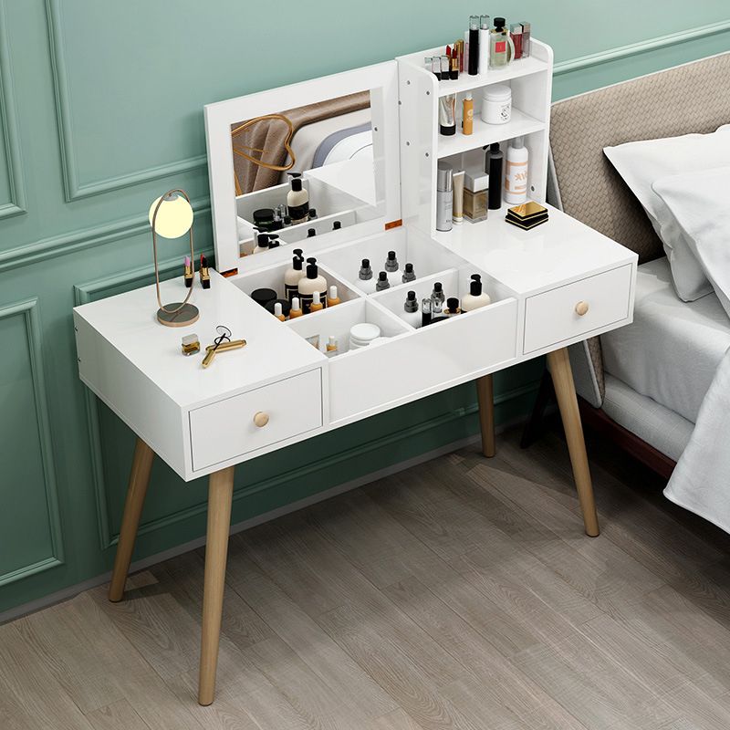 Modern Wood Flip-top Vanity Set 29.53" H Vanity Desk in White Clearhalo 'Bedroom Furniture' 'furn' 'furn_makeup_vanities' 'Furniture' 'Makeup Vanities' 'makeup_vanities' 1200x1200_72a87f03-451a-45a6-beaa-78e7b8f5b698