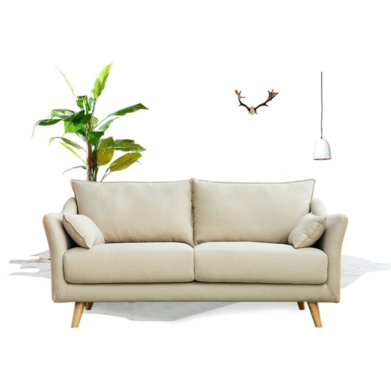 Loose Back Sloped Arm Sofa Nordic 30.7" H Linen Slipcovered Sofa Clearhalo 'Furniture' 'furniture_sofas' 'kitchen' 'kitchen_sofas' 'Living Room Furniture' 'Sofa' 'sofas' 1200x1200_72a8809f-e0ae-44e7-927a-b08b384298fa