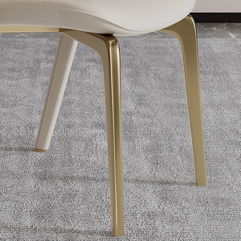 Glam Kitchen Dining Side Chair  Open Back Metal Legs Armless Chair