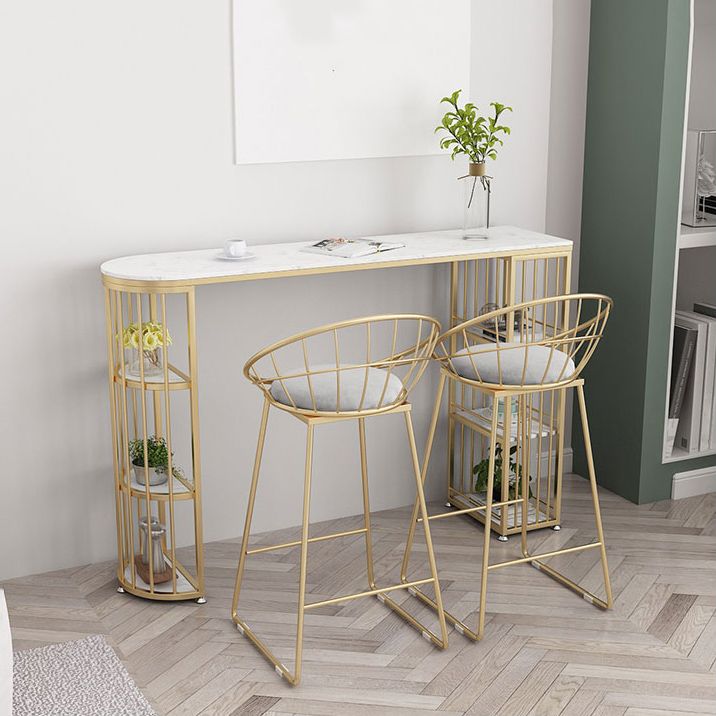 1/2/3 Pieces Glam Iron Bar Table Set White Faux Marble Top Bistro Set with Shelf Clearhalo 'Bar Furniture' 'furn' 'furn_home_bar_bar_sets' 'Furniture' 'Home Bars & Bar Sets' 'home_bar_bar_sets' 'Kitchen & Dining Furniture' 1200x1200_72a9648c-0bd4-42b6-96b2-05cf37eb83dd